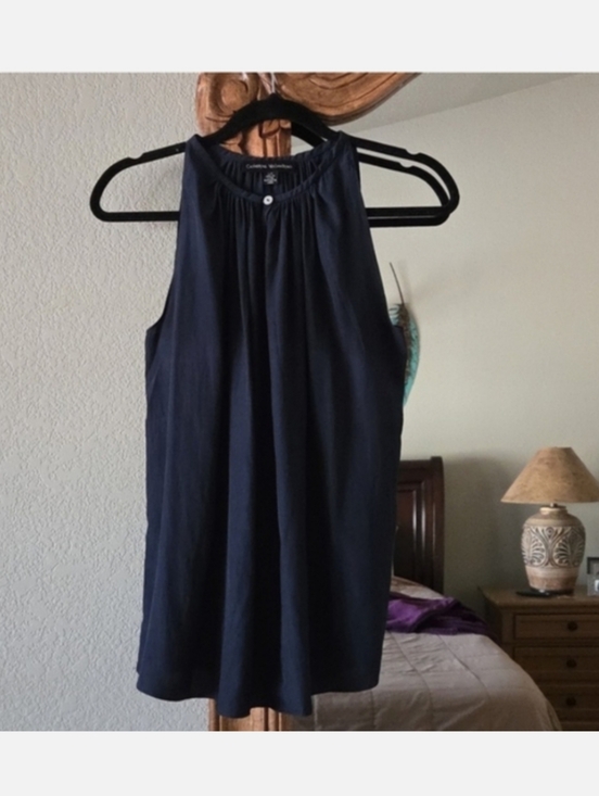 Catherine Malandrino Tops - Catherine  Malandrino Navy Keyhole Sleeveless Blouse